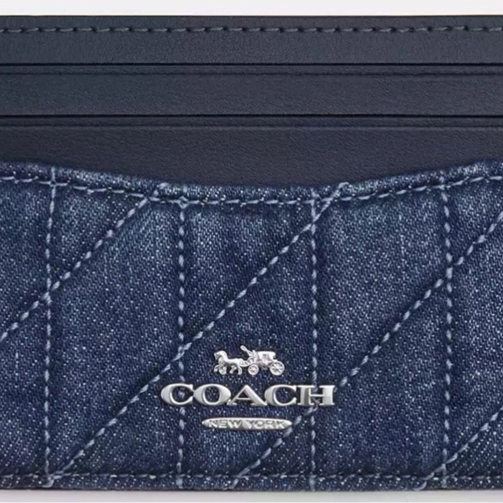 Coach Quilted Denim & Leather Card Holder NWT!! 🌟